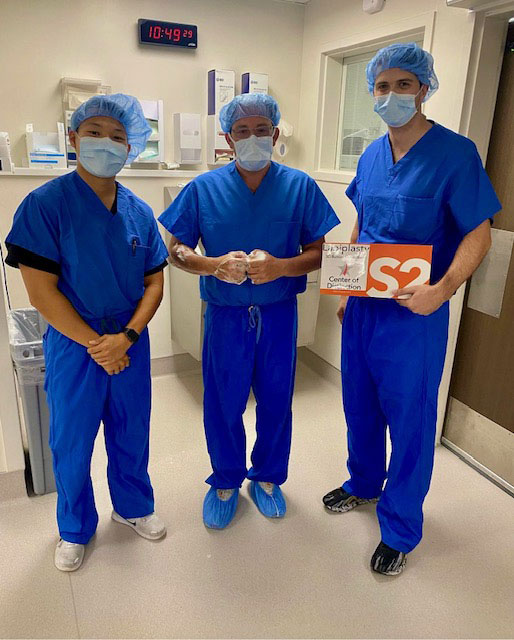 Dr. Gold prepping for surgery